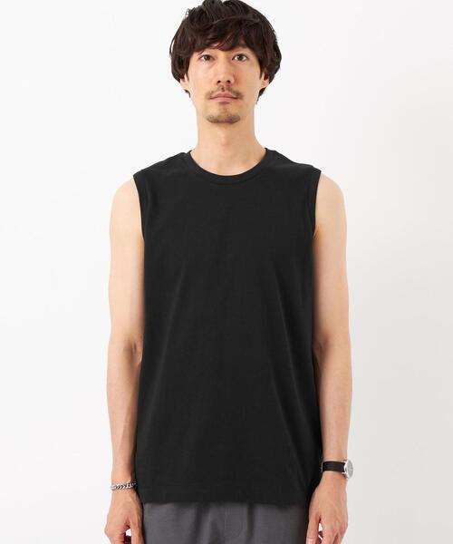 green label relaxing（グリーンレーベルリラクシング）の「ドライコットン ノースリーブ Tシャツ -吸水速乾-（タンクトップ・メンズ・ブラック/ホワイト/ライトグレー・M/L/XL/XXL/S）」の10枚目の写真