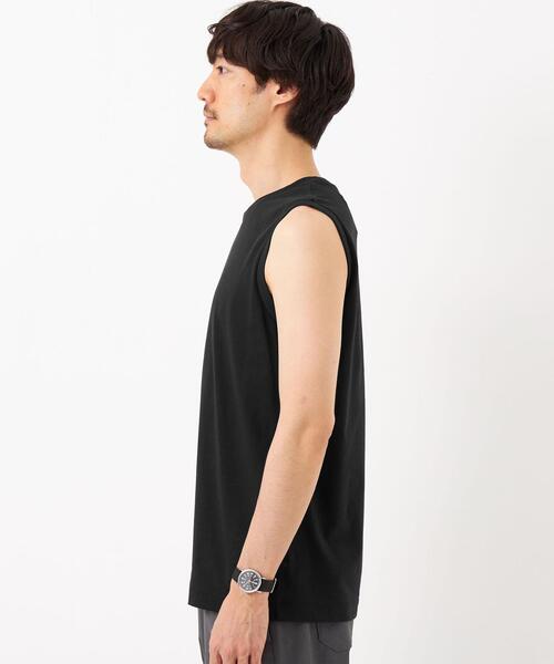 green label relaxing（グリーンレーベルリラクシング）の「ドライコットン ノースリーブ Tシャツ -吸水速乾-（タンクトップ・メンズ・ブラック/ホワイト/ライトグレー・M/L/XL/XXL/S）」の8枚目の写真