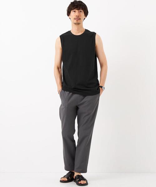 green label relaxing（グリーンレーベルリラクシング）の「ドライコットン ノースリーブ Tシャツ -吸水速乾-（タンクトップ・メンズ・ブラック/ホワイト/ライトグレー・M/L/XL/XXL/S）」の12枚目の写真