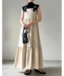 Re:EDIT | [2023 SUMMER COLLECTION][低身長/高身長サイズ有]リネンブレンドバックルストラップティアードジャンパースカート(ジャンパースカート)