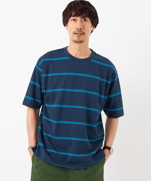green label relaxing(グリーンレーベルリラクシング)の「FINE ボーダー クルーネック Tシャツ(Tシャツ/カットソー・メンズ・オフホワイト/ネイビー・XL/M/S/L)」の2枚目の写真