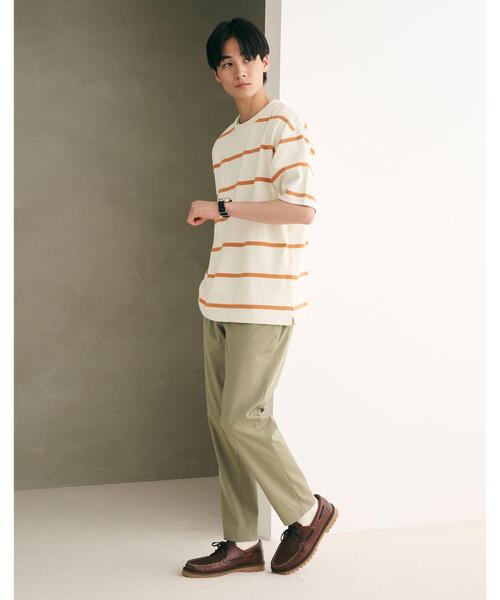 green label relaxing(グリーンレーベルリラクシング)の「FINE ボーダー クルーネック Tシャツ(Tシャツ/カットソー・メンズ・オフホワイト/ネイビー・XL/M/S/L)」の3枚目の写真