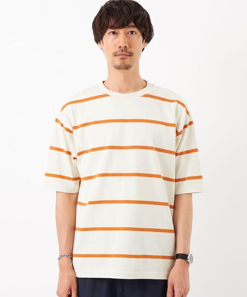 green label relaxing(グリーンレーベルリラクシング)の「FINE ボーダー クルーネック Tシャツ(Tシャツ/カットソー・メンズ・オフホワイト/ネイビー・XL/M/S/L)」の5枚目の写真
