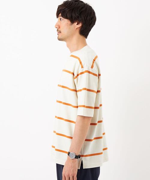 green label relaxing(グリーンレーベルリラクシング)の「FINE ボーダー クルーネック Tシャツ(Tシャツ/カットソー・メンズ・オフホワイト/ネイビー・XL/M/S/L)」の6枚目の写真