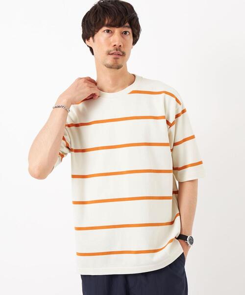 green label relaxing(グリーンレーベルリラクシング)の「FINE ボーダー クルーネック Tシャツ(Tシャツ/カットソー・メンズ・オフホワイト/ネイビー・XL/M/S/L)」の8枚目の写真