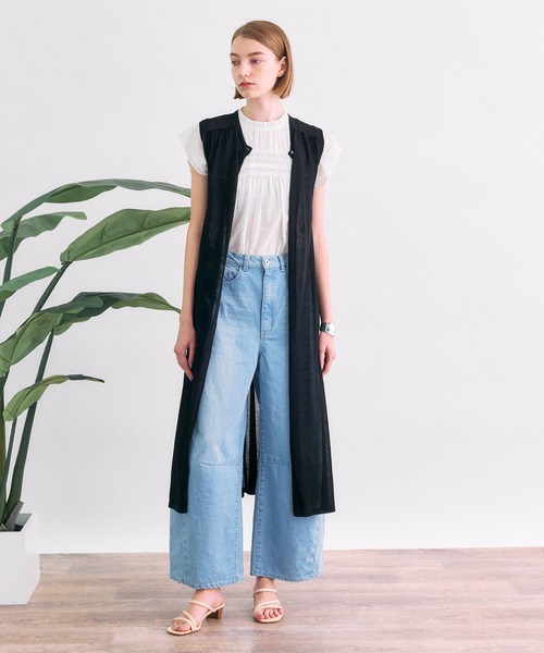 TITE IN THE STORE（ティテ　インザ　ストア）の「前ボタンシアーニットジレワンピース（ワンピース・レディース・ホワイト/ブラック・38）」の2枚目の写真