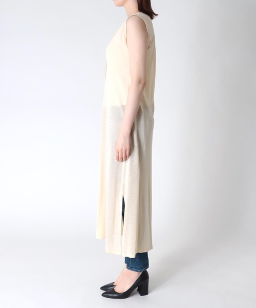 TITE IN THE STORE（ティテ　インザ　ストア）の「前ボタンシアーニットジレワンピース（ワンピース・レディース・ホワイト/ブラック・38）」の5枚目の写真