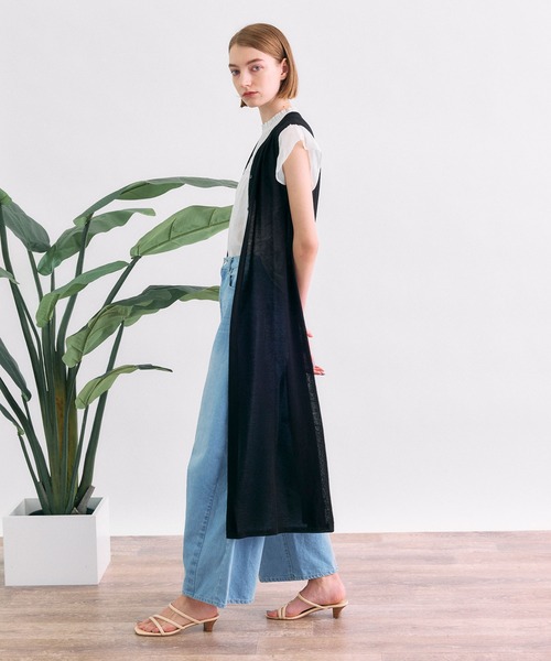 TITE IN THE STORE（ティテ　インザ　ストア）の「前ボタンシアーニットジレワンピース（ワンピース・レディース・ホワイト/ブラック・38）」の18枚目の写真