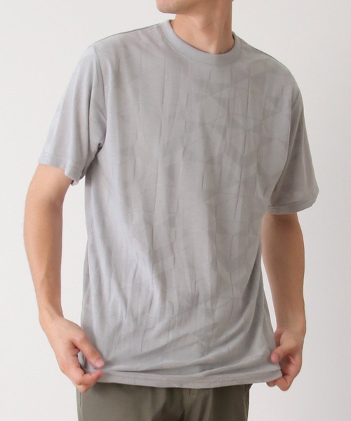 ikka(イッカ)の「リンクスジャガードジオメTシャツ(Tシャツ/カットソー・メンズ・グレー/ネイビー/ホワイト・M/L/XL)」の2枚目の写真