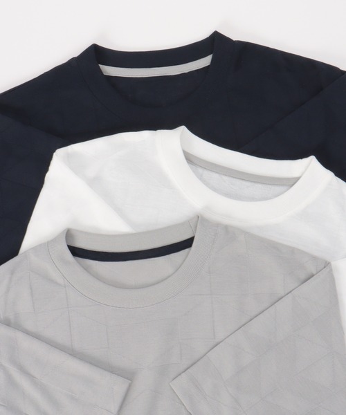 ikka(イッカ)の「リンクスジャガードジオメTシャツ(Tシャツ/カットソー・メンズ・グレー/ネイビー/ホワイト・M/L/XL)」の9枚目の写真
