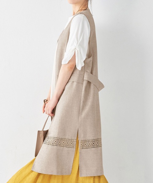 【セール】レース使いロングジレ（ベスト）｜Viola e Viola（ヴィオラエヴィオラ）