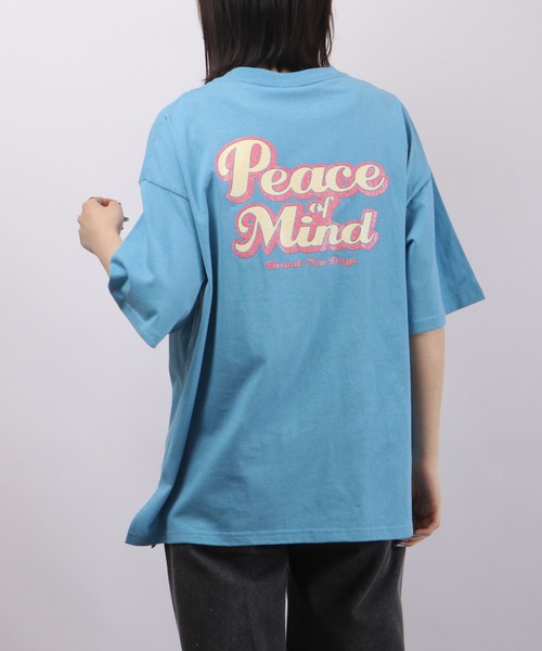 spiritoso（スピリトーゾ）の「spiritoso Peace Mind ロゴプリント 半袖Tシャツ（Tシャツ/カットソー・レディース・ホワイト/スミクロ/レモンイエロー/サックスブルー・F）」の17枚目の写真