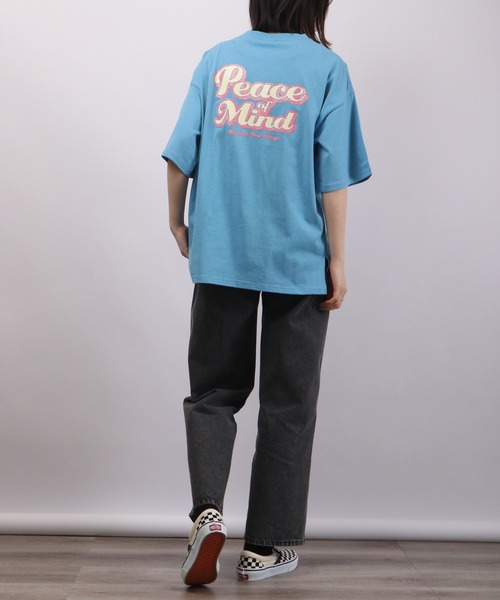 spiritoso（スピリトーゾ）の「spiritoso Peace Mind ロゴプリント 半袖Tシャツ（Tシャツ/カットソー・レディース・ホワイト/スミクロ/レモンイエロー/サックスブルー・F）」の20枚目の写真