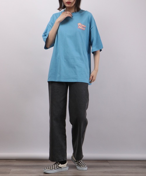 spiritoso（スピリトーゾ）の「spiritoso Peace Mind ロゴプリント 半袖Tシャツ（Tシャツ/カットソー・レディース・ホワイト/スミクロ/レモンイエロー/サックスブルー・F）」の18枚目の写真
