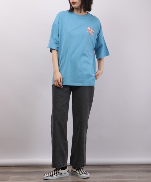 spiritoso（スピリトーゾ）の「spiritoso Peace Mind ロゴプリント 半袖Tシャツ（Tシャツ/カットソー・レディース・ホワイト/スミクロ/レモンイエロー/サックスブルー・F）」の19枚目の写真