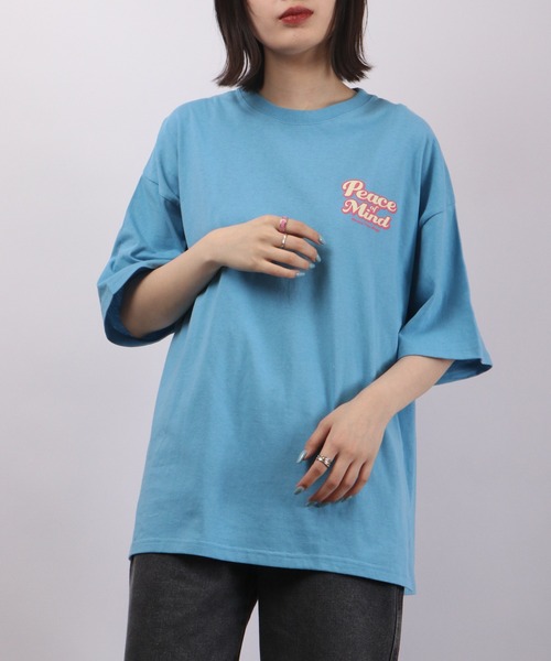 spiritoso（スピリトーゾ）の「spiritoso Peace Mind ロゴプリント 半袖Tシャツ（Tシャツ/カットソー・レディース・ホワイト/スミクロ/レモンイエロー/サックスブルー・F）」の15枚目の写真