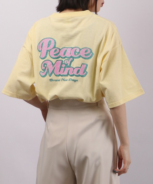 spiritoso（スピリトーゾ）の「spiritoso Peace Mind ロゴプリント 半袖Tシャツ（Tシャツ/カットソー・レディース・ホワイト/スミクロ/レモンイエロー/サックスブルー・F）」の12枚目の写真