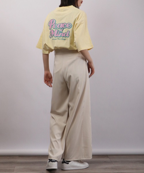spiritoso（スピリトーゾ）の「spiritoso Peace Mind ロゴプリント 半袖Tシャツ（Tシャツ/カットソー・レディース・ホワイト/スミクロ/レモンイエロー/サックスブルー・F）」の14枚目の写真