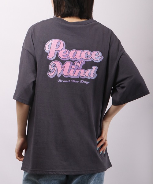 spiritoso（スピリトーゾ）の「spiritoso Peace Mind ロゴプリント 半袖Tシャツ（Tシャツ/カットソー・レディース・ホワイト/スミクロ/レモンイエロー/サックスブルー・F）」の22枚目の写真