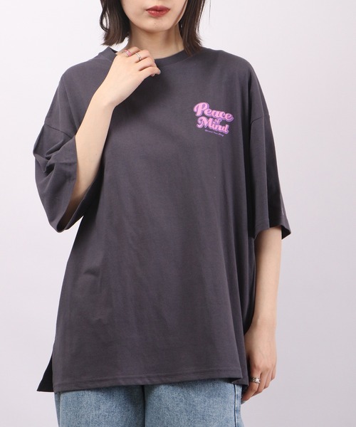 spiritoso（スピリトーゾ）の「spiritoso Peace Mind ロゴプリント 半袖Tシャツ（Tシャツ/カットソー・レディース・ホワイト/スミクロ/レモンイエロー/サックスブルー・F）」の21枚目の写真