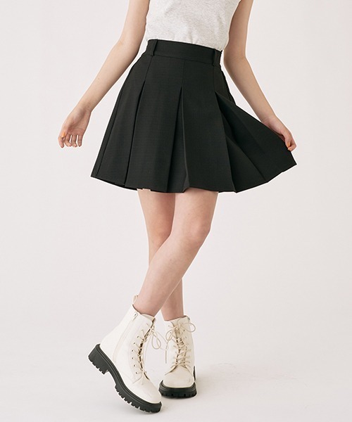 LOVETOXIC（ラブトキシック）の「ツイードボックスプリーツスカパン（スカート・キッズ・ブラック/ラベンダー・S/M/L）」の2枚目の写真