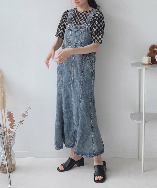 AS KNOW AS plus（アズノゥアズプラス）の「〇マーメイドジャンスカ（ジャンパースカート・レディース・サックスブルー/キナリ/ブラック系/ケミカルウォッシュ・FREE）」の14枚目の写真