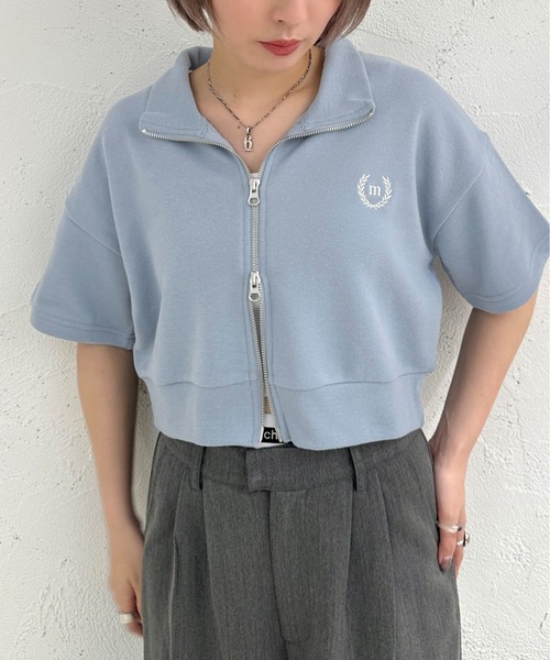 apres jour mignon(アプレジュールミニョン)の「クロップドWZIP【ZOZOTOWN限定アイテム】【SETUP着用可能】(カーディガン/ボレロ・レディース・ナチュラル/ブルー/ネイビー・フリー/X-LARGE)」の1枚目の写真