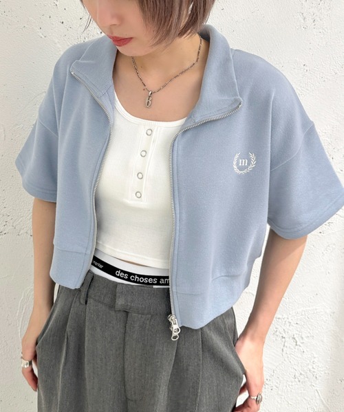 apres jour mignon(アプレジュールミニョン)の「クロップドWZIP【ZOZOTOWN限定アイテム】【SETUP着用可能】(カーディガン/ボレロ・レディース・ナチュラル/ブルー/ネイビー・フリー/X-LARGE)」の6枚目の写真