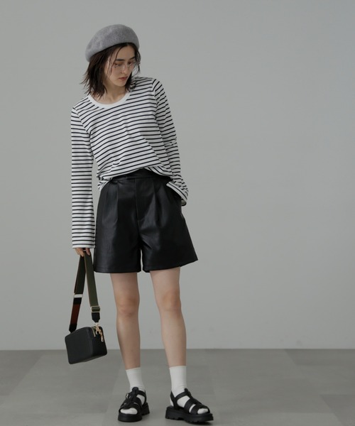 FREE'S MART（フリーズマート）の「◆ウール混ベレー（ハンチング/ベレー帽・レディース・グレー/ブラック・ﾌﾘ-）」の4枚目の写真