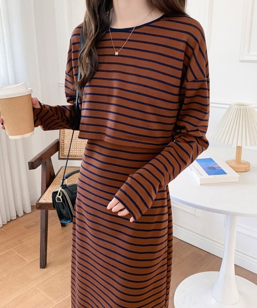ABITOKYO(アビトーキョー)の「無地&ボーダー ショート丈プルオーバー&キャミワンピース2点セット(ワンピース・レディース・アイボリー/ブラック/ネイビー/ブラウン/ブルー/グリーン・M/L)」の11枚目の写真