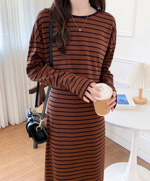 ABITOKYO(アビトーキョー)の「無地&ボーダー ショート丈プルオーバー&キャミワンピース2点セット(ワンピース・レディース・アイボリー/ブラック/ネイビー/ブラウン/ブルー/グリーン・M/L)」の13枚目の写真