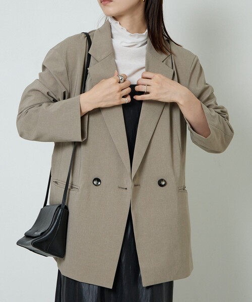 Aresense（アーセンス）の「Aresense/アーセンス ウォッシャブルダブルジャケット（テーラードジャケット・レディース・ブラック/ベージュ・38/36）」の5枚目の写真