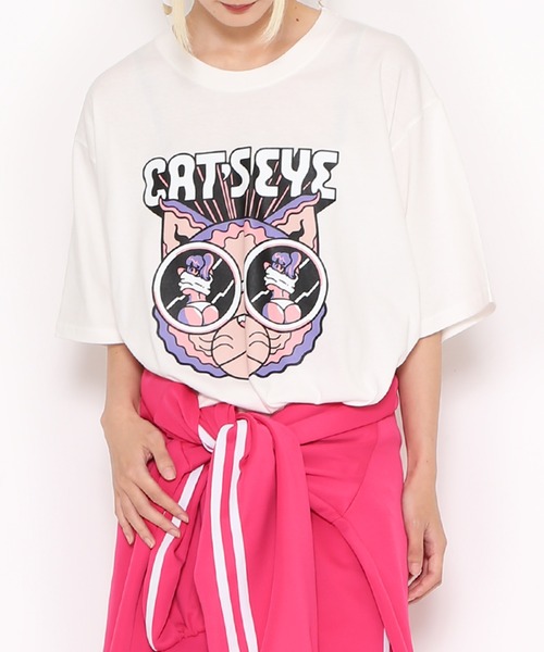 PUNYUS（プニュズ）の「CAT’S　EYEビッグＴシャツ（Tシャツ/カットソー・レディース・杢グレー/ホワイト/ブラック・4/3）」の2枚目の写真