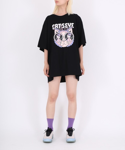 PUNYUS（プニュズ）の「CAT’S　EYEビッグＴシャツ（Tシャツ/カットソー・レディース・杢グレー/ホワイト/ブラック・4/3）」の7枚目の写真