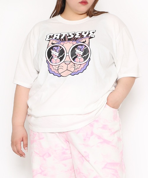 PUNYUS（プニュズ）の「CAT’S　EYEビッグＴシャツ（Tシャツ/カットソー・レディース・杢グレー/ホワイト/ブラック・4/3）」の19枚目の写真