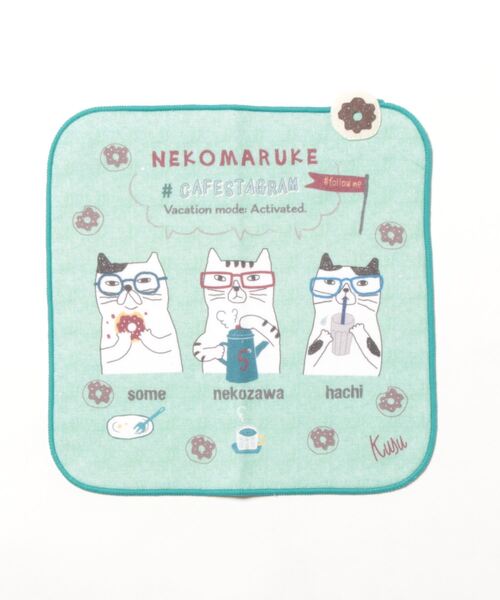 セール】ガーゼパイルハンカチ ねこ（ハンカチ/ハンドタオル