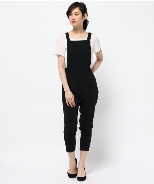 OUTLET(アウトレット)の「【CAPRICIEUX LE'MAGE】キレイメサロペット(サロペット/オーバーオール・レディース・ブラック/グレイッシュベージュ・FREE)」の1枚目の写真