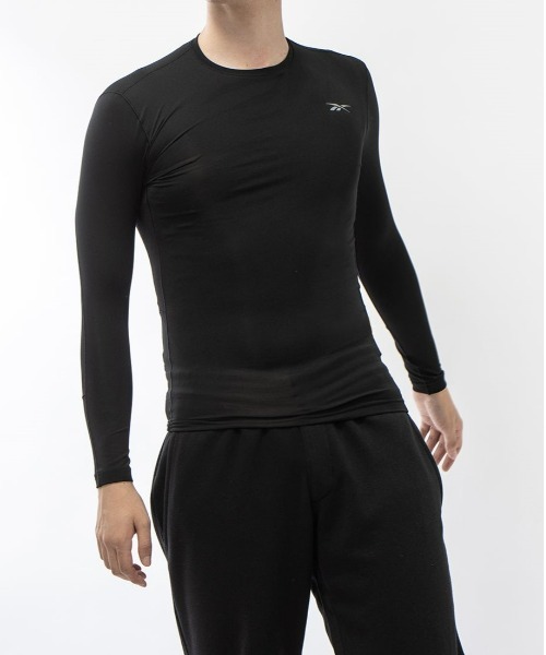 Reebok(リーボック)の「ロングスリーブ Tシャツ / COMP LONG SLEEVE TEE(Tシャツ/カットソー・メンズ・ブラック/グレー・SMALL/LARGE/MEDIUM/XX-LARGE/X-LARGE/X-SMALL)」の1枚目の写真