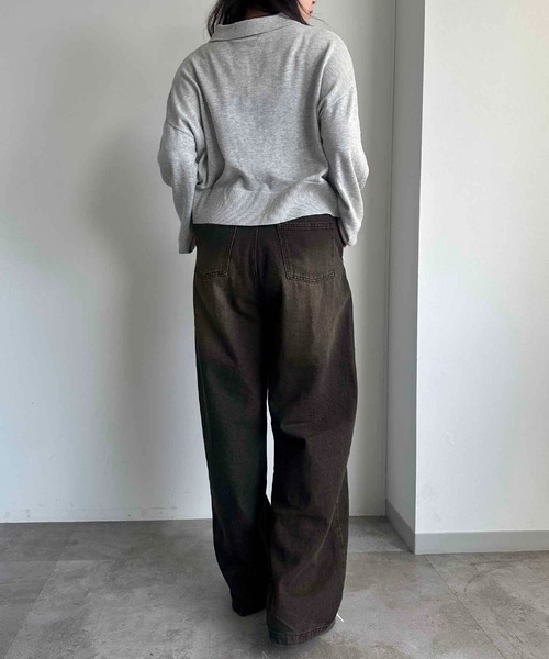 apres jour mignon(アプレジュールミニョン)の「ウォッシュ加工タックデニム(デニムパンツ・レディース・インディゴブルー/ブルー/ブラック/ライトブルー/ブラック系その他/ダークブルー/ブラウン系その他/ブルー系その他・MEDIUM/X-LARGE/LARGE/SMALL)」の21枚目の写真