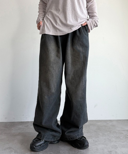 セール】ウォッシュ加工タックデニム（デニムパンツ）｜apres jour