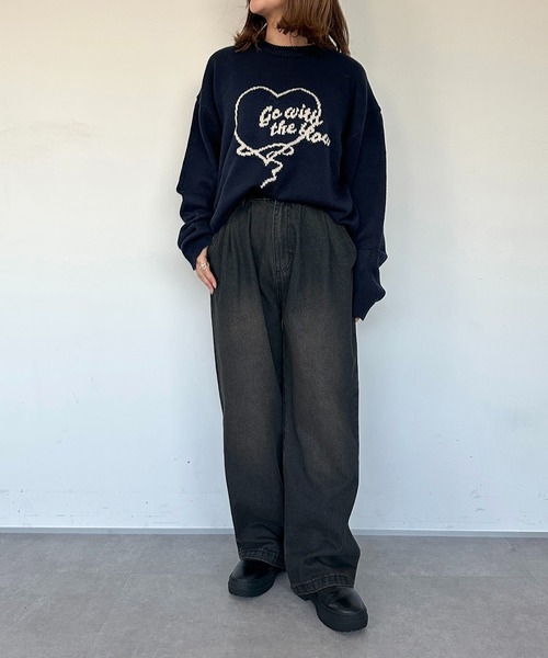 apres jour mignon(アプレジュールミニョン)の「ウォッシュ加工タックデニム(デニムパンツ・レディース・インディゴブルー/ブルー/ブラック/ライトブルー/ブラック系その他/ダークブルー/ブラウン系その他/ブルー系その他・MEDIUM/X-LARGE/LARGE/SMALL)」の14枚目の写真