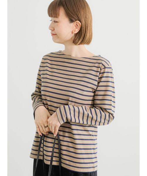 Lugnoncure（ルノンキュール）の「ボーダーTシャツ（Tシャツ/カットソー・レディース・オフホワイト/グリーン/ネイビー/モカ・F）」の2枚目の写真