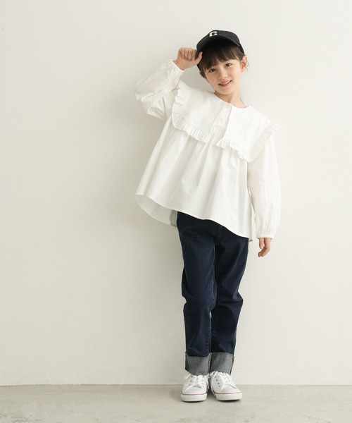 coca（coca）（コカ）の「キッズ　襟フリルブラウス（シャツ/ブラウス・キッズ・ホワイト・140/130/120/110）」の3枚目の写真