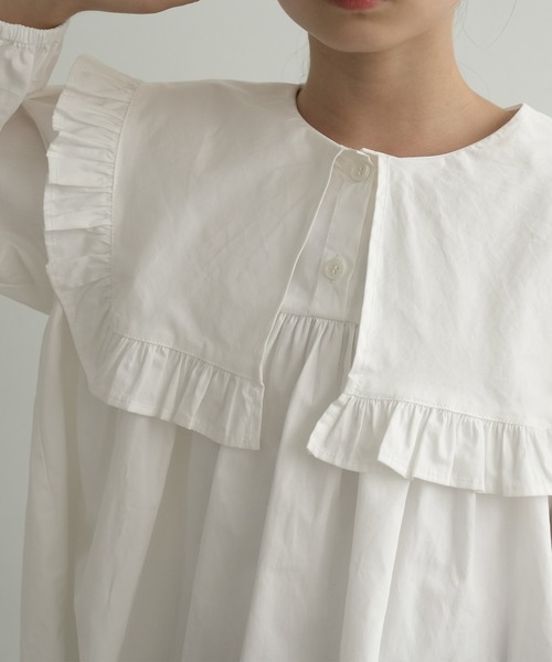 coca（coca）（コカ）の「キッズ　襟フリルブラウス（シャツ/ブラウス・キッズ・ホワイト・140/130/120/110）」の4枚目の写真