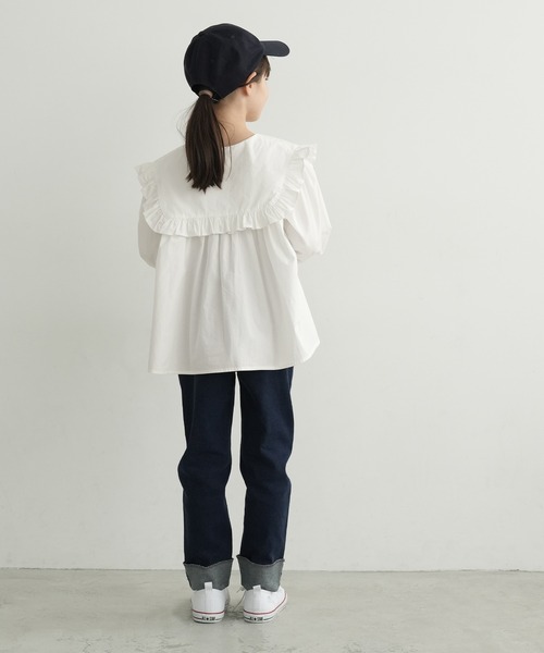 coca（coca）（コカ）の「キッズ　襟フリルブラウス（シャツ/ブラウス・キッズ・ホワイト・140/130/120/110）」の6枚目の写真