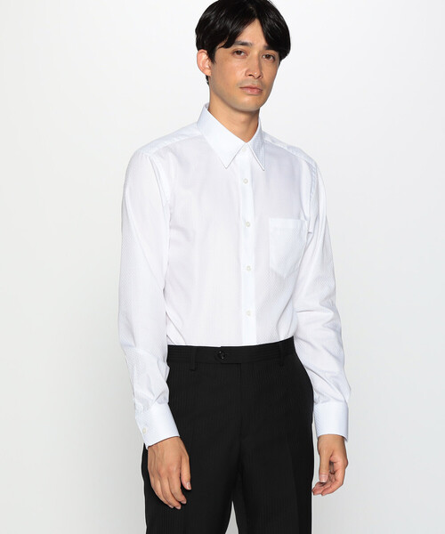 COMME CA ISM（コムサイズム）の「市松柄ドビー イージーケア ドレスシャツ（ビジネスシャツ・メンズ・ホワイト/ネイビー・MEDIUM/LARGE/SMALL/X-LARGE）」の3枚目の写真