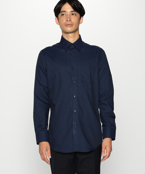 COMME CA ISM（コムサイズム）の「市松柄ドビー イージーケア ドレスシャツ（ビジネスシャツ・メンズ・ホワイト/ネイビー・MEDIUM/LARGE/SMALL/X-LARGE）」の6枚目の写真