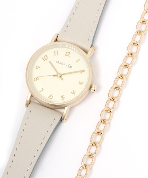 studio CLIP（スタディオクリップ）の「ブレスレット付きサークルウォッチ（アナログ腕時計・レディース・アイボリー/ブラウン/ライトグレー・FREE）」の3枚目の写真