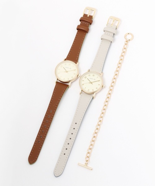 studio CLIP（スタディオクリップ）の「ブレスレット付きサークルウォッチ（アナログ腕時計・レディース・アイボリー/ブラウン/ライトグレー・FREE）」の5枚目の写真