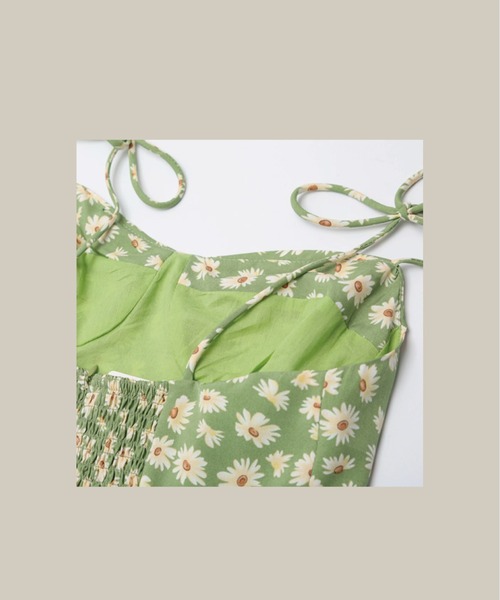LA POMME petit(ラポミ・プチ)の「Pastel Green Daisy One Piece(ワンピース・レディース・グリーン・SMALL/MEDIUM)」の3枚目の写真